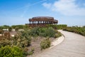 Wooden path to the lookout tower in Valdebebas Park Royalty Free Stock Photo