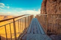 The wooden path to the ruins of the palace of King Herod Royalty Free Stock Photo