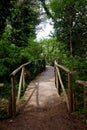 wooden pathway bridge for hikers on a park