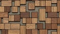 Uneven Wooden Tiles Mosaic (varied shapes) Royalty Free Stock Photo
