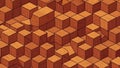 Warm wooden cube mosaic pattern with geometric 3D effect Royalty Free Stock Photo