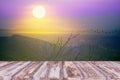 wooden pattern floor or table top with the dry tree and hill mountain Royalty Free Stock Photo