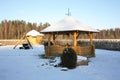 Wooden pavilion at Vidzeme region. Latvia