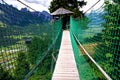 Wooden pedestrian suspended bridge