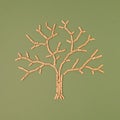 Wooden pellet tree shaped layout on a natural green background.