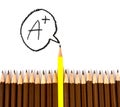 Wooden pencil arrange with one different with Grade A wording a Royalty Free Stock Photo