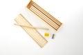 Wooden pencil box Royalty Free Stock Photo