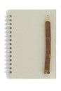 Wooden pencil and recycled notebook Royalty Free Stock Photo