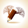 Wooden pencil with tree