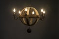 Wooden Pendant light lamp illuminated, Elegant Chandelier illuminated