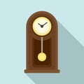 Wooden pendulum clock icon, flat style Royalty Free Stock Photo