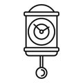 Wooden pendulum clock icon, outline style Royalty Free Stock Photo