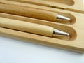 Wooden pens on isolated background