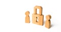 Wooden people with padlocks. Two people with a lock. Security and safety, collateral, loan for a mortgage. Confiscation of Royalty Free Stock Photo