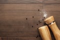 Wooden pepper mill and salt shaker Royalty Free Stock Photo