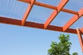 Wooden Pergola Against Blue Sky