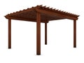 Wooden pergola on the white