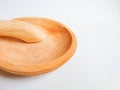 Wooden pestle and mortar in Indonesia called ulekan dan cobek, on white background Royalty Free Stock Photo