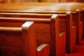 Wooden Pews in Old Fashioned Country Church Royalty Free Stock Photo