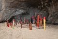 Wooden phalluses in Princess cave. Railay. Thailand