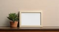 Minimalist Typography Picture Frame With Plant On Shelf