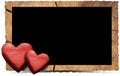 Wooden Photo Frame with Red Hearts Royalty Free Stock Photo