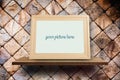 Wooden Photo frame Stone brick block wall