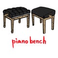 Wooden piano bench set