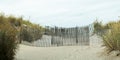 Wooden picket fences blocking entrance between the dunes Royalty Free Stock Photo