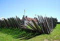 Wooden pickets surround historic Fort Ticonderoga