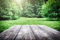 Wooden picnic table in forest Royalty Free Stock Photo