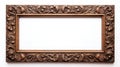 Wooden picture frame isolated on white created with Generative AI. Empty space in the middle. Royalty Free Stock Photo