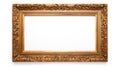 Wooden picture frame isolated on white created with Generative AI. Empty space in the middle. Royalty Free Stock Photo