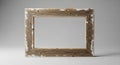 Wooden picture frame with a rectangular shape, featuring a distressed look and white paint patches. Royalty Free Stock Photo