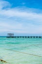 Wooden Pier Beach Scene at Playa del Carmen, Mexic Royalty Free Stock Photo