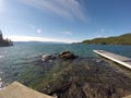 Wooden pier on a beautiful lake in Montana Royalty Free Stock Photo