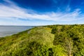 Wooden pier on big lake Lebsko in Poland. Royalty Free Stock Photo