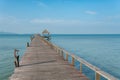 Wooden pier with boat in Phuket, Thailand. Summer, Travel, Vacat Royalty Free Stock Photo