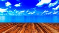 wooden pier and a cloudy sky 3d rendering