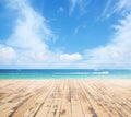 Wooden pier, exotic sea and the blue sky Royalty Free Stock Photo