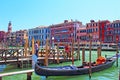 Wooden pier gondolas station Canale Grande Venice Italy Royalty Free Stock Photo