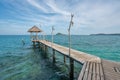 Wooden pier with hut in Phuket, Thailand. Summer, Travel, Vacation and Holiday concept. Royalty Free Stock Photo