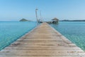 Wooden pier with hut in Phuket, Thailand. Summer, Travel, Vacation and Holiday concept. Royalty Free Stock Photo