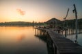 Wooden pier and hut in Phuket, Thailand. Summer, Travel, Vacation and Holiday concept. Royalty Free Stock Photo