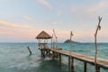 Wooden pier and hut in Phuket, Thailand. Summer, Travel, Vacation and Holiday concept. Royalty Free Stock Photo