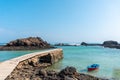 Wooden pier on Isla de Lobos, the island of Fuerteventura, Canary Islands, Spain Royalty Free Stock Photo