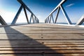 Wooden pier or jetty with metal sides Royalty Free Stock Photo