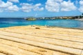 Wooden pier in Kralendijk, Bonaire, Caribbean Netherlands Royalty Free Stock Photo