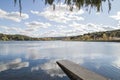 Wooden pier in `Laguna del Rey`, Lagunas de Ruidera Natural Parkland, Spain