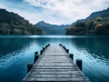 wooden pier at lake bled in slovenia